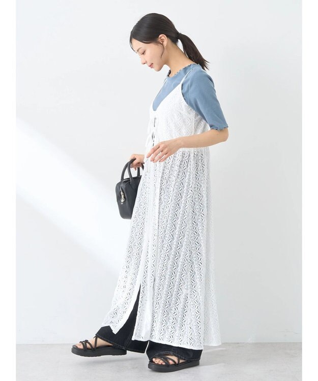 earth music&ecology フラワーレースキャミワンピース Off White