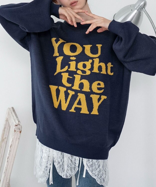 WEGO 【洗える】グラフィックニットBIGプルオーバー 柄3