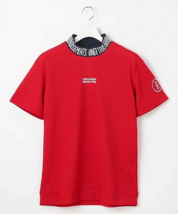 23区GOLF 【MEN】 4色から選べる ミニワッフルモックネック レッド系