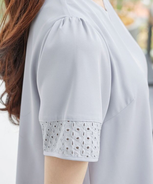 Tiaclasse 裾レース切替チュニック サックス