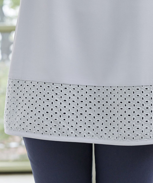 Tiaclasse 裾レース切替チュニック サックス