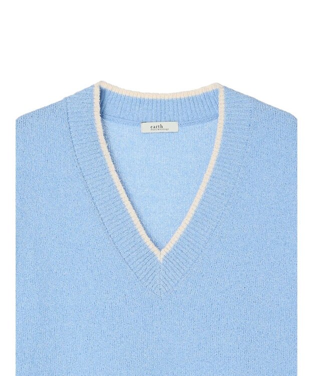 earth music&ecology ミニブークレＶネックベスト Blue