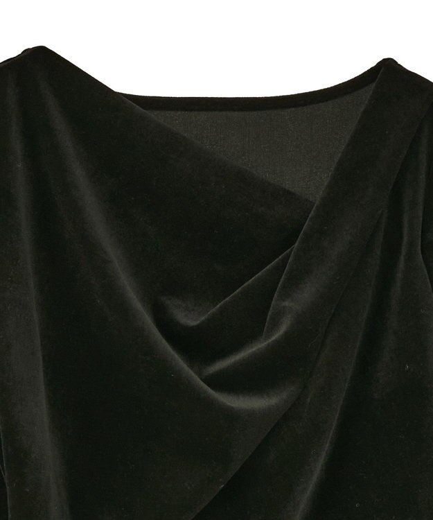 earth music&ecology シアーベロアドレープネックプルオーバー Black