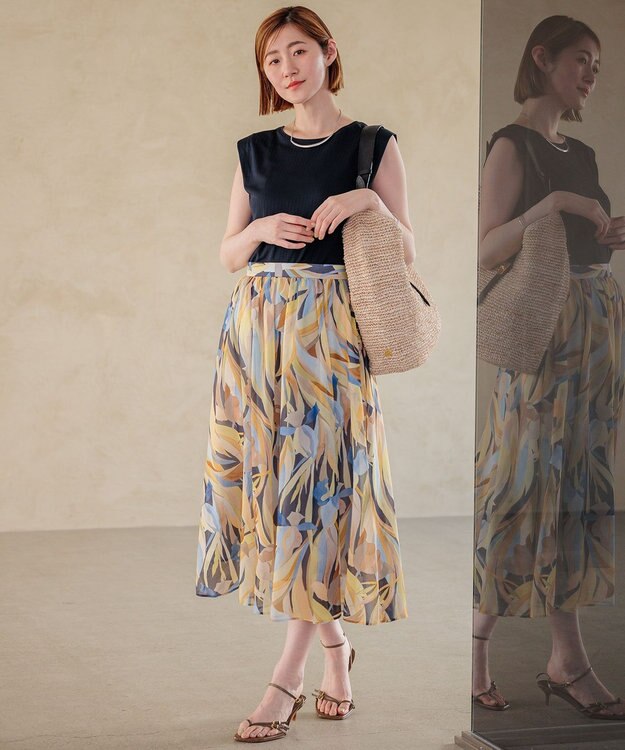 23区 S 【洗える】Ratti ペインティングプリント スカート [WEB限定]イエロー系