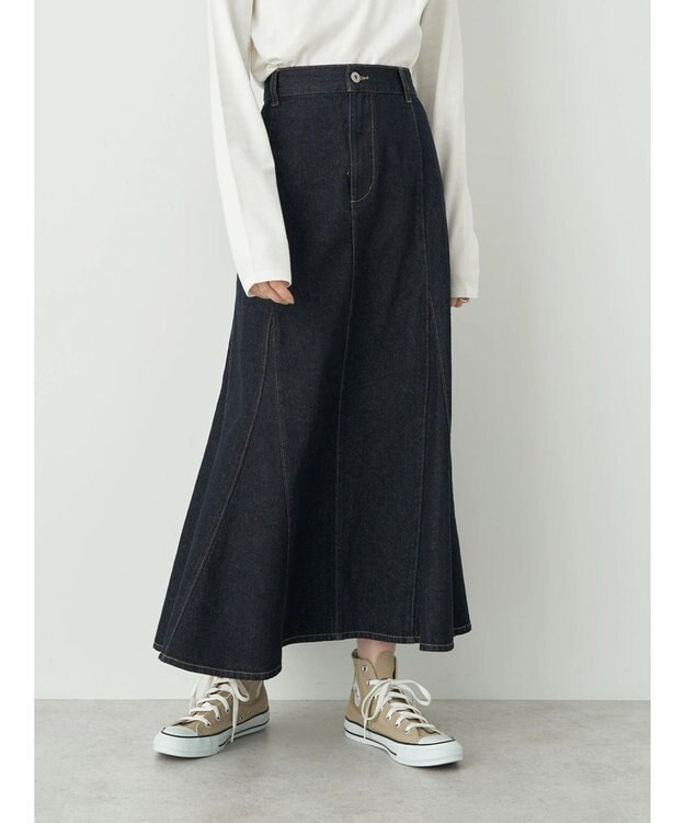 earth music&ecology デニムマーメイドスカート Dark Indigo