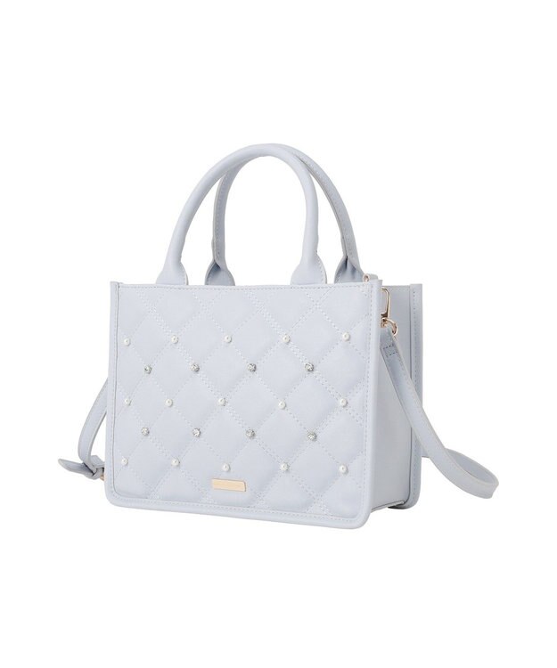 Maison de FLEUR パールビジューキルティングスクエアショルダー Light Blue