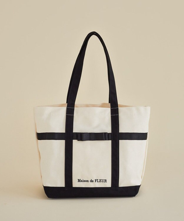 Maison de FLEUR マルチポケット帆布トートMバッグ Ivory