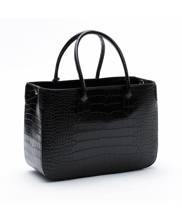 A.D.M.J. 【牛革】クロコダイル型押しトート32cm(Dカン付) オニキス