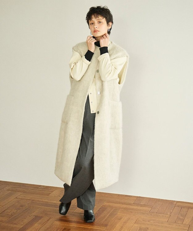 #Newans ラウンドスリーブカーディガン オフ