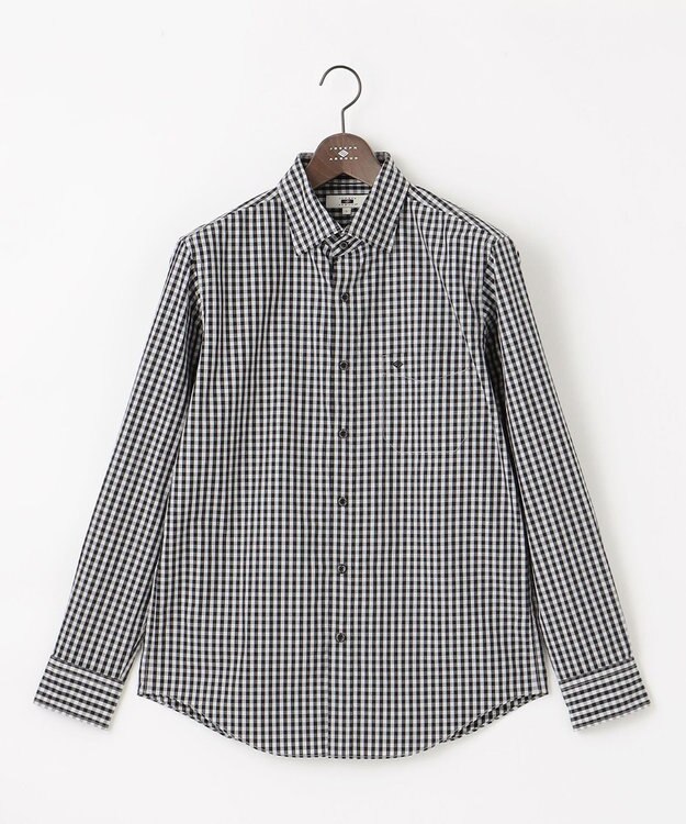JOSEPH ABBOUD 【綿100％】メランジギンガムチェック シャツ ブラック系3