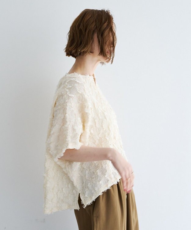 YECCA VECCA ジャガードフリンジブラウス Ivory