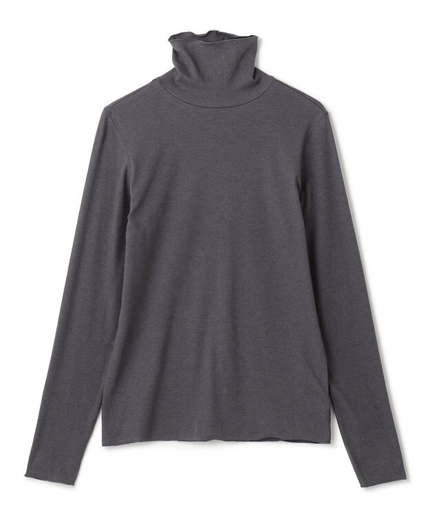 UNFILO 【暖かさ＆着心地の良さで大ヒット】コットンカシミヤ タートルネックカットソー チャコール