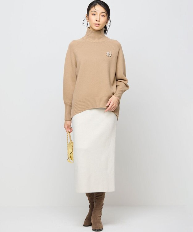 組曲 L 【Oggiコラボ】きらきらラメニットスカート パールホワイト系