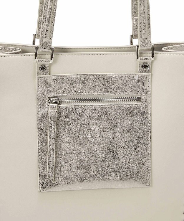 TOPKAPI 【TREASURE TOPKAPI】フェイクレザー ポーチ付き パラコード かがりトートバッグ オフ