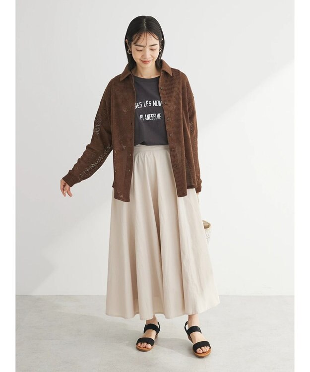 Green Parks カットレースシャツチュニック Brown