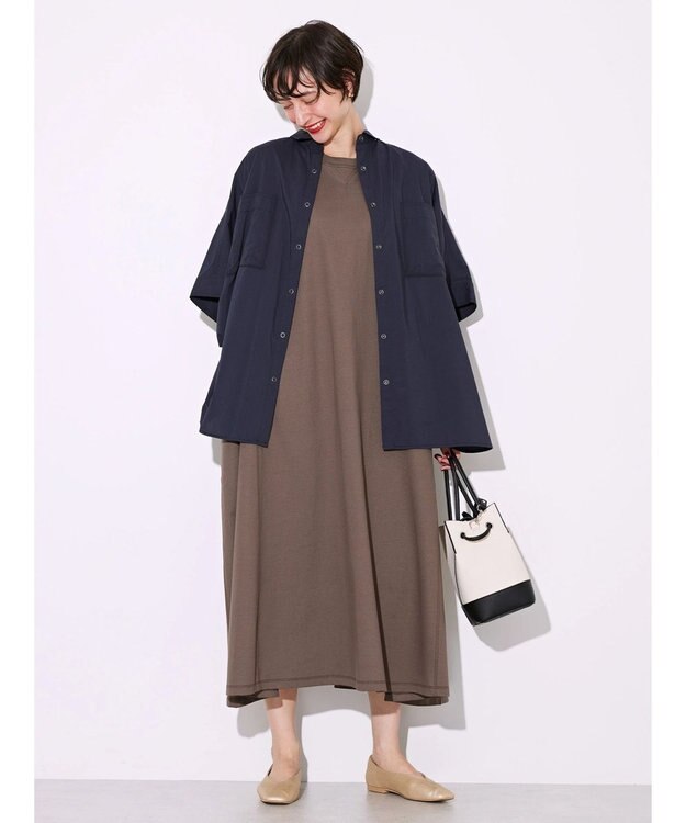 AMERICAN HOLIC ＷポケットバックタックＢＩＧシャツ Navy