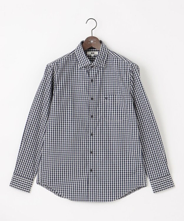 JOSEPH ABBOUD 【綿100％】メランジギンガムチェック シャツ ネイビー系3