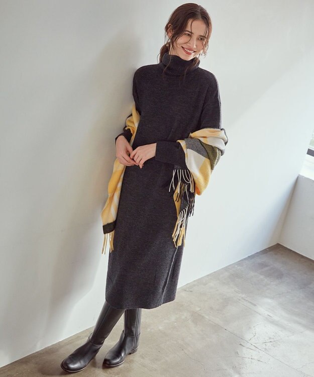 23区 L 【SLOW/一部店舗限定】ウールナイロンニット ワンピース グレー系