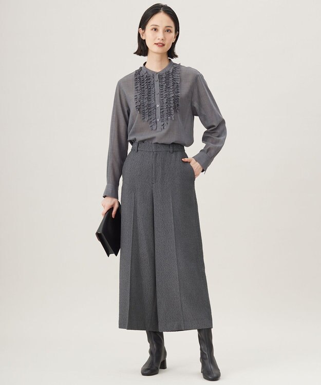 自由区 ブライトリングツイードクロップド パンツ スレート