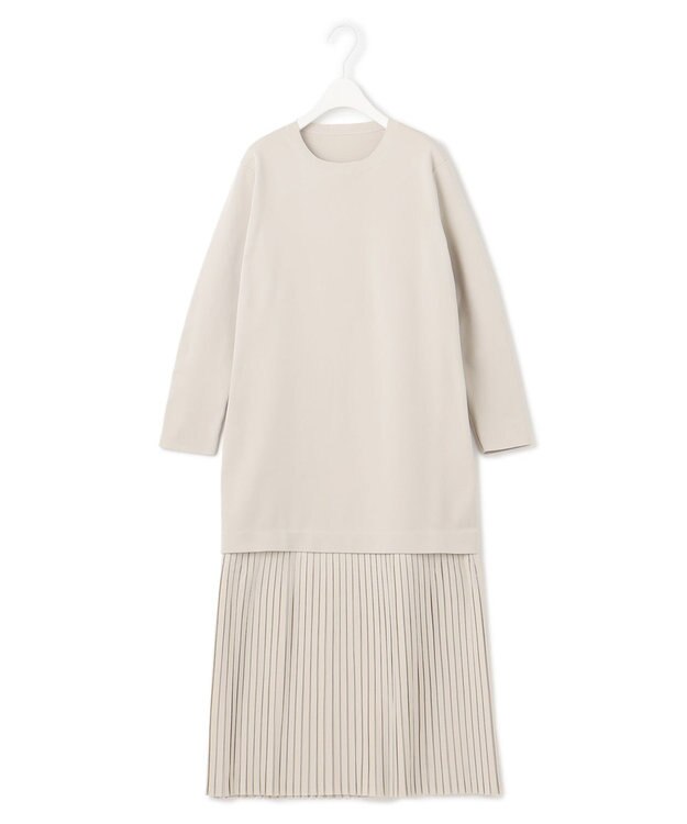 ICB 【洗える】リサイクルポリエステルハイゲージ ドッキングワンピース トープ系