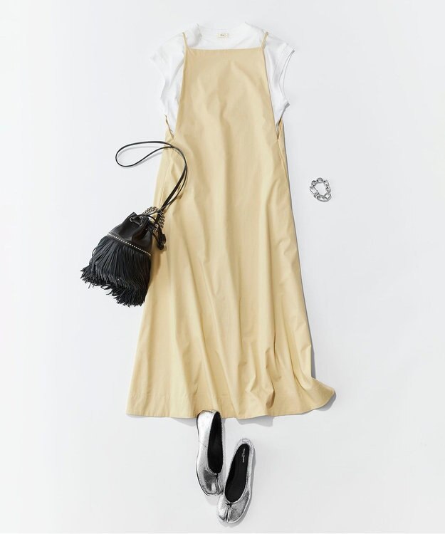 NAVE 【Nave・洗える/撥水加工/ストレッチ素材】ライトタフタ  キャミドレス ライトイエロー系