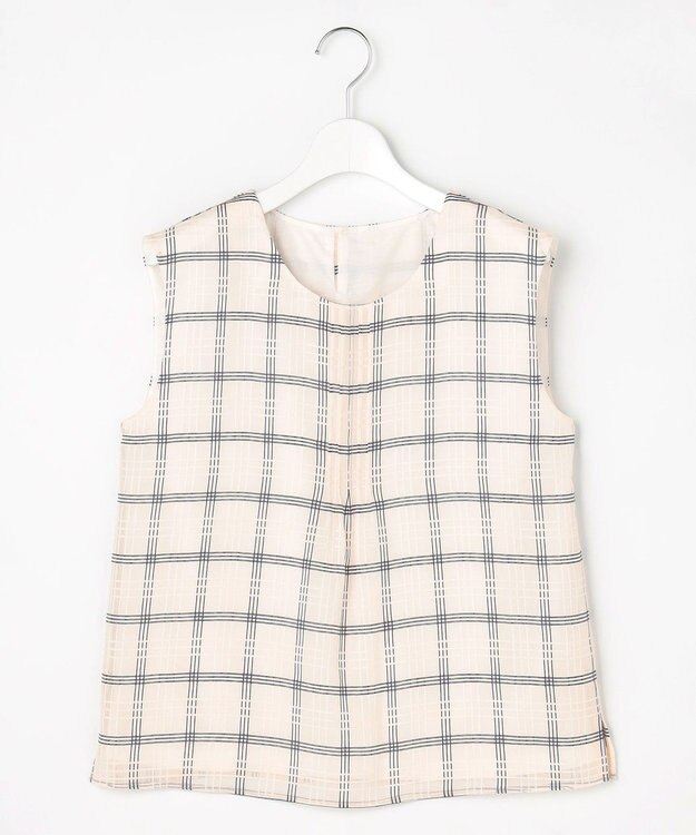 J.PRESS LADIES S 【WEB限定】シアーチェック ノースリーブ カットソー ホワイト×ブラックチェック系3