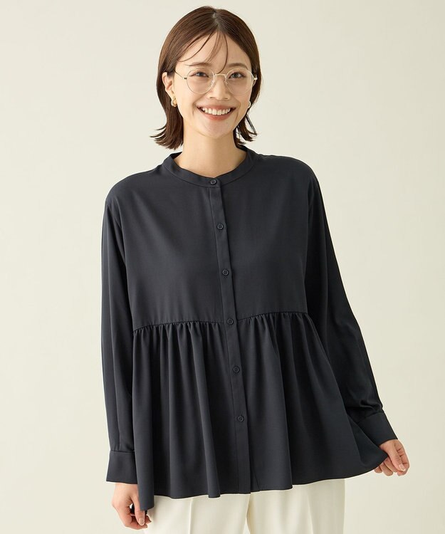 ANY L エニィファンクションペプラムブラウス スレート