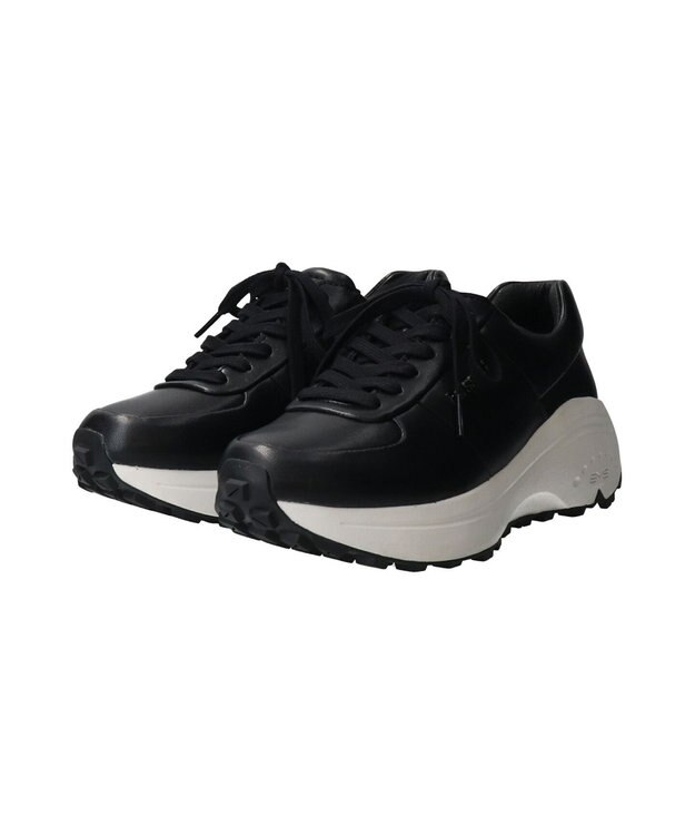 INTER-CHAUSSURES 【BUSSOLA】撥水厚底レースアップスニーカー ブラック