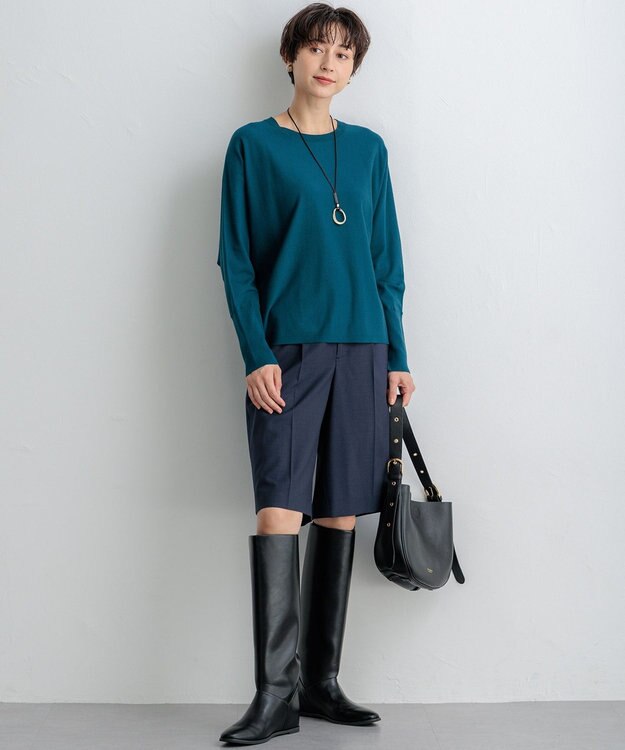 23区 【CLASSY.10月号掲載/洗える】TWマットクロス ハーフパンツ ネイビー系