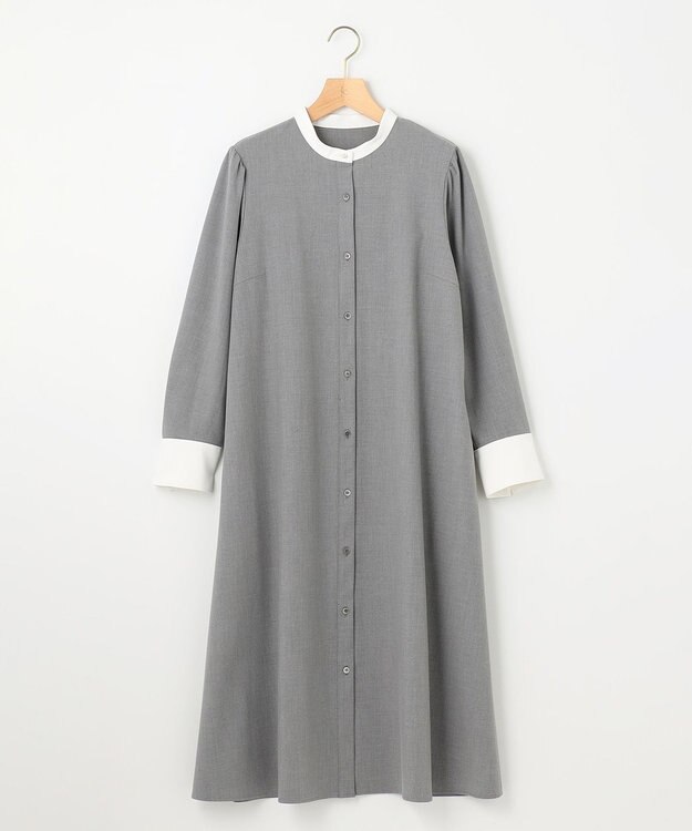 組曲 S 【KUMIKYOKU NAVY】ウーステッドライククロス シャツワンピース ミディアムグレー系