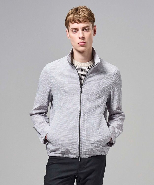 JOSEPH HOMME 【新型】トリコサッカーストレッチ スタンドカラーブルゾン ライトグレー系