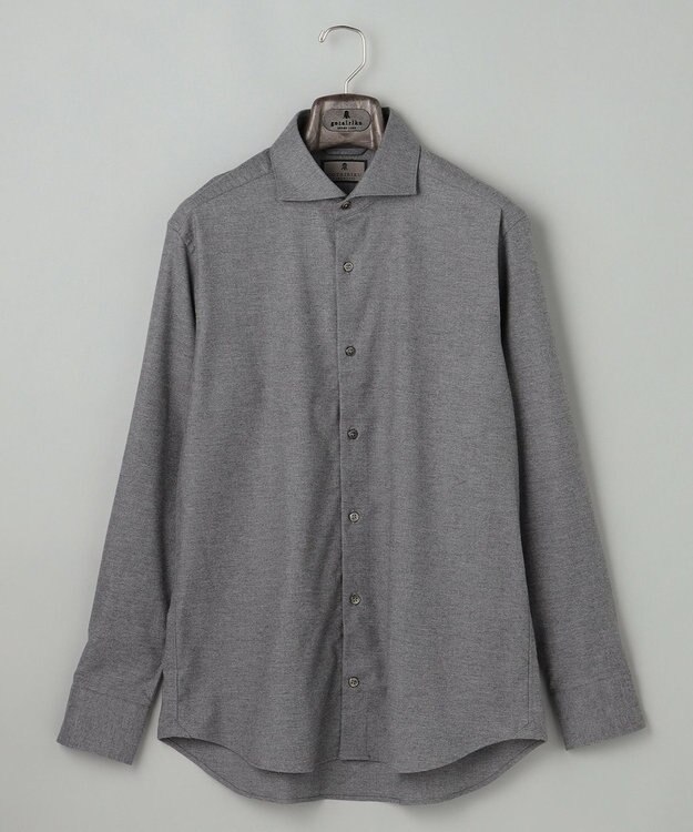 GOTAIRIKU 【洗える】コットンフラノシャツ_ カッタウェイカラー ライトグレー系