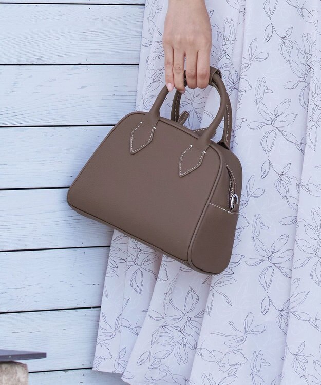 Tiaclasse 【本革】2WAYステッチハンドバッグ モカ