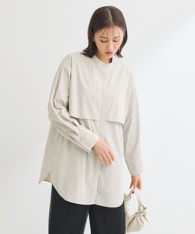 Green Parks イージーケア比翼フライヨークチュニック Beige