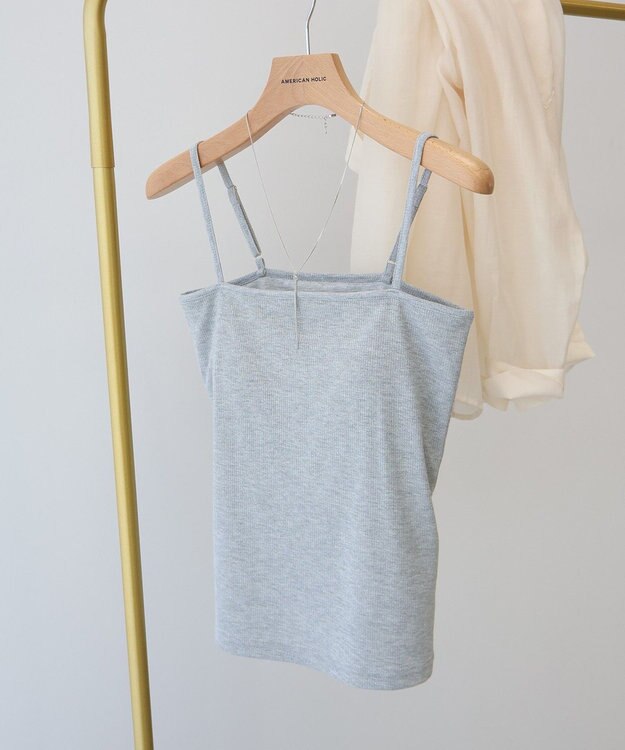 AMERICAN HOLIC カップ付き　ラメリブキャミソール Light Gray
