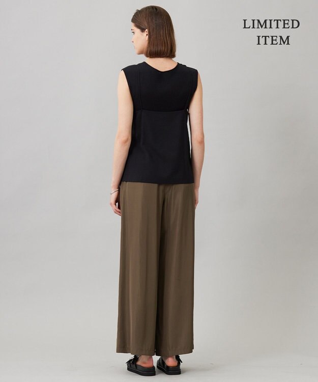 ICB L 【WEB限定・UVカット・洗える】ウール2WAYストレッチ キャミソールブラウス ブラック系