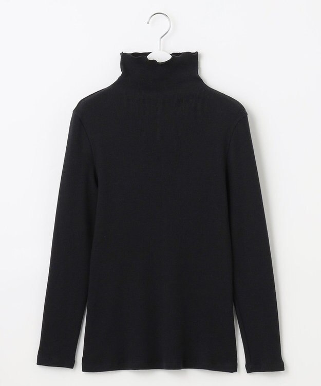 自由区 【洗える】ソフトウールリブボトルネック  カットソー ブラック系