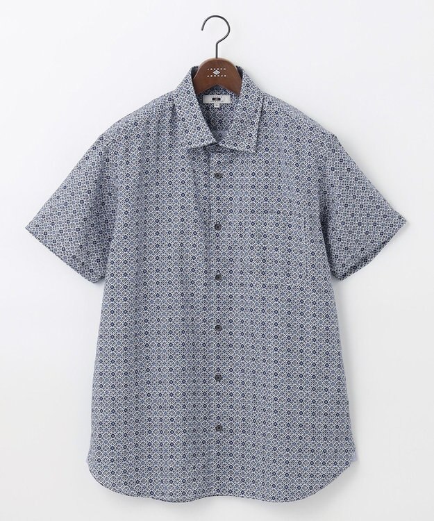 JOSEPH ABBOUD 【キングサイズ・サスティナブル】リヨセルリネンプリント シャツ サックスブルー系5