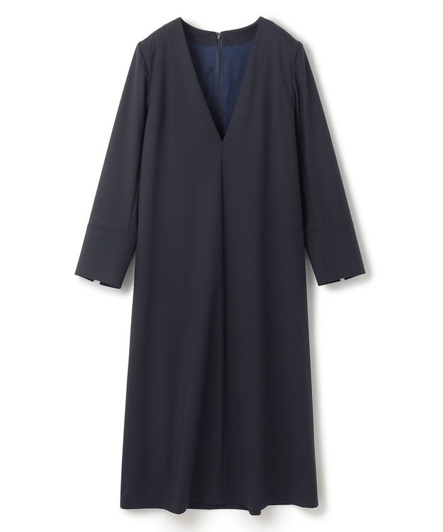 UNFILO ウールライク Vネックワンピース ネイビー