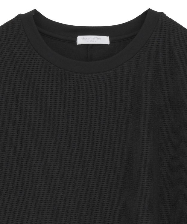 Green Parks 半袖メッシュドッキングチュニック Black