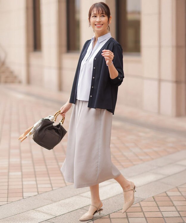 J.PRESS LADIES 【冷房対策に】シアードライトリコット Vネック カーディガン ネイビー系