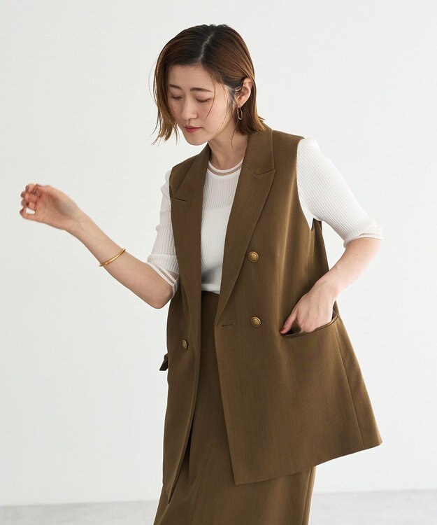 YECCA VECCA ドライタッチ金釦テーラードジレ Brown