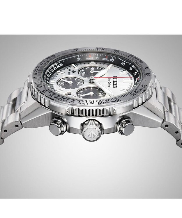 CITIZEN 【電池交換不要 クロノグラフ】航空計算尺機能搭載ウオッチ シルバー