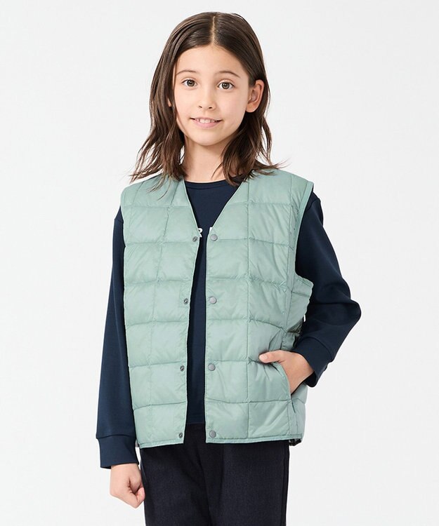 UNFILO 【120-150cm】TAION Vネック ダウンベスト(UNISEX) アイスミント