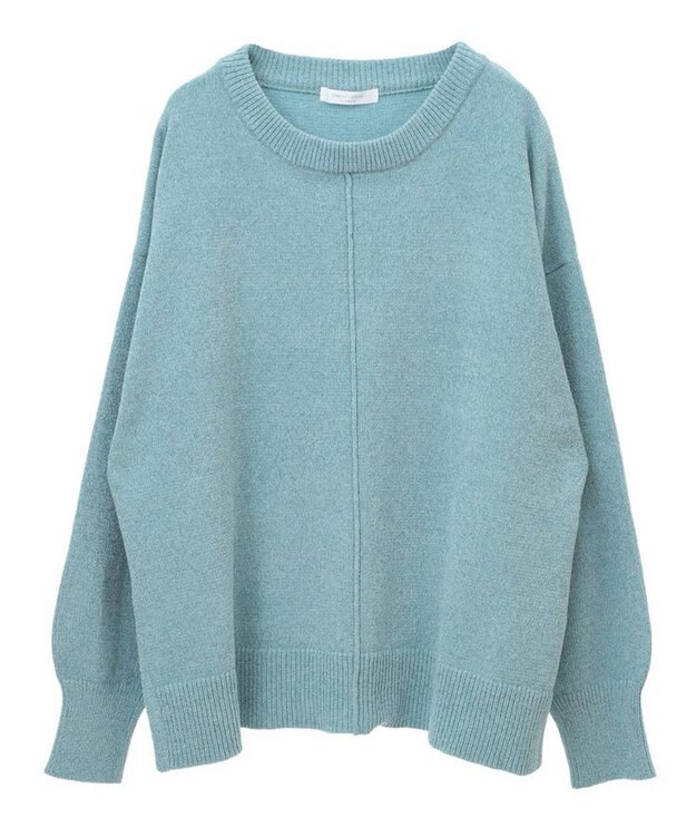 Green Parks ベロアモールリラックスサイズニットプルオーバー Sax