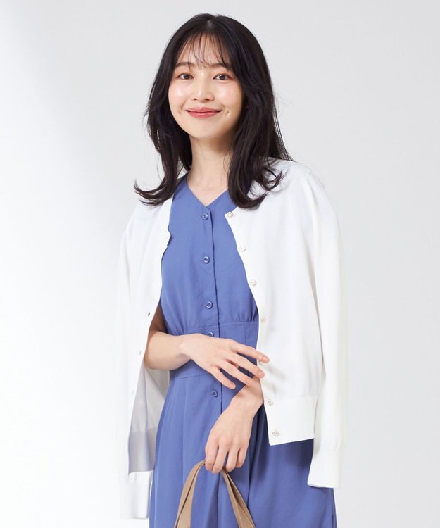 ANY SIS 【美人百花7月号掲載】ベーシッククルーネック カーディガン オフホワイト