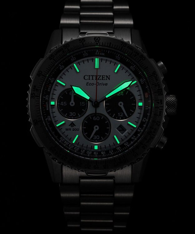 CITIZEN 【電池交換不要 クロノグラフ】航空計算尺機能搭載ウオッチ シルバー