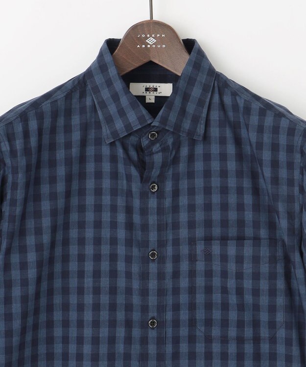 JOSEPH ABBOUD 【綿100％】メランジギンガムチェック シャツ ネイビー系4