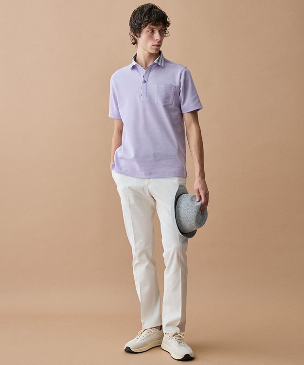 JOSEPH ABBOUD 【キングサイズ・ウエストも伸びる!オーガニックコットン使用】ハイパワーカルゼ パンツ 26SSモデル ホワイト系