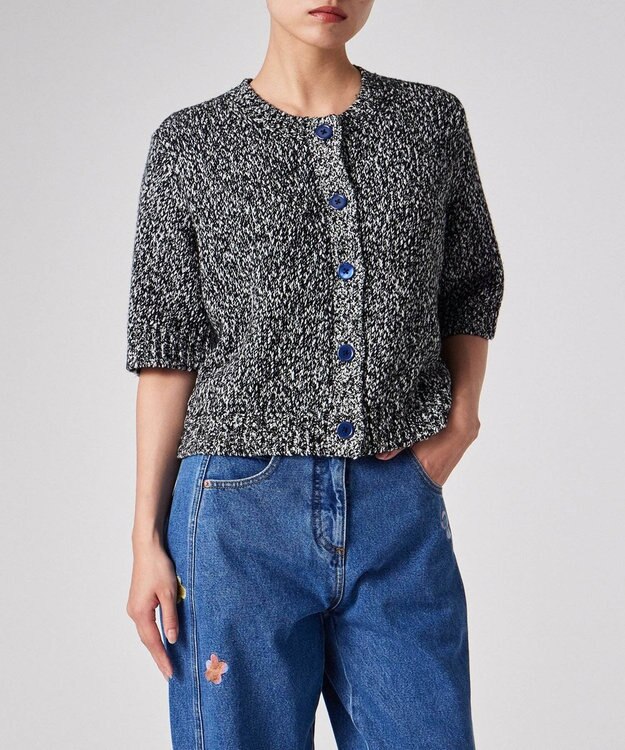 Paul Smith ブークレヤーン 半袖ニット カーディガン ブラック